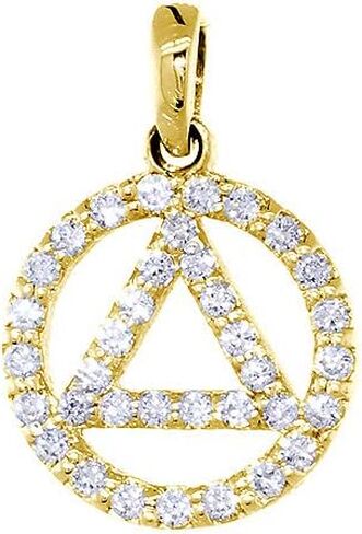 10mm Alcoholics Anonymous AA Sobriety Pendant, 0.20CT in Kuwait