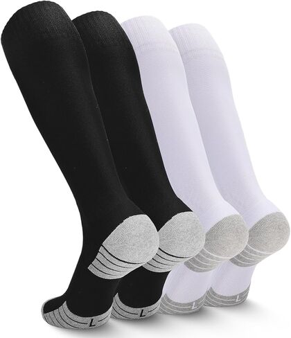 Ultrafun 4 Pairs Soccer Socks Cushioned Knee High Team Sports Football Socks for Men Youth Kids in Kuwait