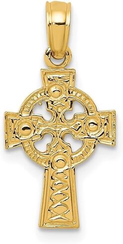 10K Yellow Gold Celtic Cross Eternity Circle Pendant (L- 20.5 mm, W- 10 mm) in Saudi Arabia