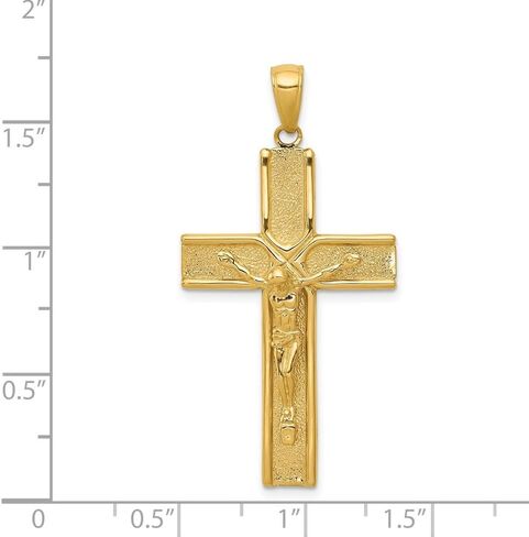 Diamond2Deal 14k Yellow Gold Satin Finish Crucifix Pendant Length- 1.74 in, Width- 0.87 in in Saudi Arabia