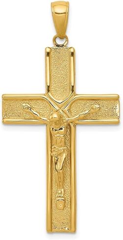 Diamond2Deal 14k Yellow Gold Satin Finish Crucifix Pendant Length- 1.74 in, Width- 0.87 in in Saudi Arabia