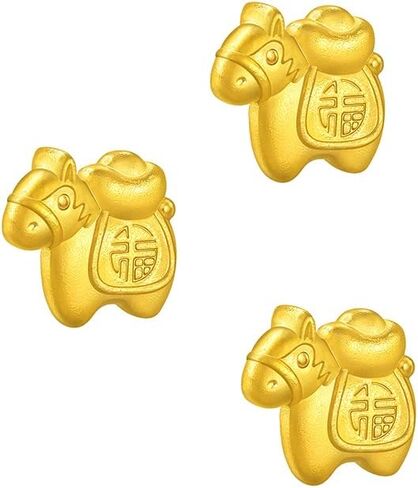 CHOW SANG SANG 999.9 24K Pure Gold Chinese Gifting Collection 3 Small Horse Ornaments for Women & Men 965999 (Price-by-Weight 1g per one piece,3 pieces total 3g) in Saudi Arabia