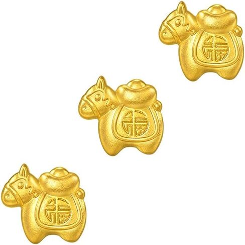 CHOW SANG SANG 999.9 24K Pure Gold Chinese Gifting Collection 3 Small Horse Ornaments for Women & Men 965999 (Price-by-Weight 1g per one piece,3 pieces total 3g) in Saudi Arabia