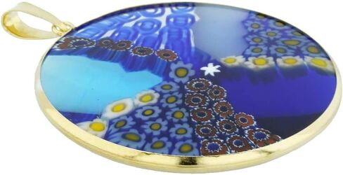 قلادة ميلفيوري من زجاج مورانو البندقية بإطار مطلي بالذهب 1-1/2 بوصة in Saudi Arabia