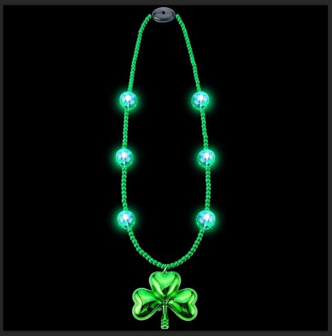 JOYIN St. Patrick's Day LED Shamrock Bead Necklace, Green Jumbo Bead Necklace for St. Patrick's Day Carnival Dress Up, Costume Party Accessories, Irish Decorations Favors in Saudi Arabia