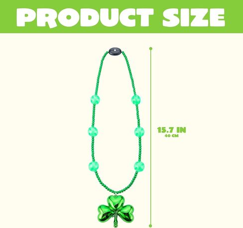 JOYIN St. Patrick's Day LED Shamrock Bead Necklace, Green Jumbo Bead Necklace for St. Patrick's Day Carnival Dress Up, Costume Party Accessories, Irish Decorations Favors in Saudi Arabia
