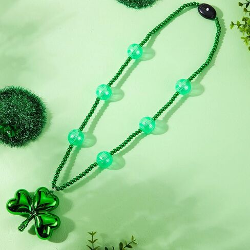 JOYIN St. Patrick's Day LED Shamrock Bead Necklace, Green Jumbo Bead Necklace for St. Patrick's Day Carnival Dress Up, Costume Party Accessories, Irish Decorations Favors in Saudi Arabia