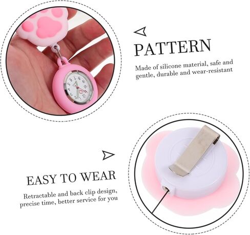 PartyKindom 2Pcs Cute Pocket Watch Retractable Clip Design for Nurses Students Smooth Lightweight Convenient for Daily Use Stylish Analog in Saudi Arabia