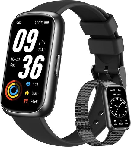 Fitness Trackers for Women Smart Watch: Fitness Tracker with 24/7 Heart Rate Monitor SpO2 Sleep Step Tracker, Pedometer Fitness Watches for Women with 5ATM Waterproof for iPhone Android 2 Bands Pink in Saudi Arabia