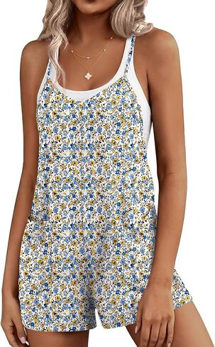 Ekouaer Rompers for Women Summer Casual Sleeveless Short Overalls Boho Spaghetti Strap Shorts Jumpsuit with Pockets in Kuwait