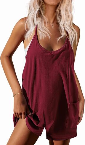 Ekouaer Rompers for Women Summer Casual Sleeveless Spaghetti Strap Shorts Overalls Jumpsuits Beach Outfits with Pockets in Saudi Arabia