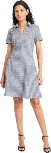 Maggy London Womens Short Sleeve V-Neck A-line Tweed Dress - Professional Work Dresses in Saudi Arabia