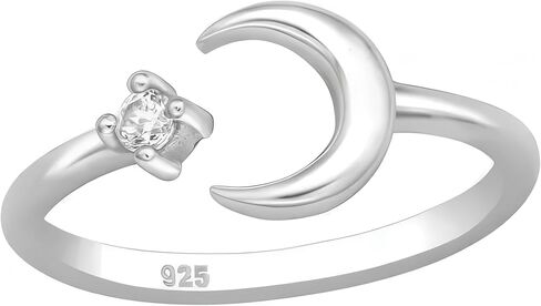 Crescent Moon with Very Tiny Cubic Zirconia 925 Sterling Silver Toe Ring (Adjustable) in Saudi Arabia