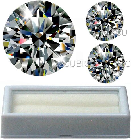 CUBIC ZIRCONIA ROUND SHAPE BIG SIZE + 6.50 MM 1 CT size 2 pcs + FREE BOX for CZ 1 set TOTAL 3 PCS CUBIC ZIRCONIA STONES (20.00 MM / 1 PC + 6.50 MM / 2 PCS + BOX) in Saudi Arabia