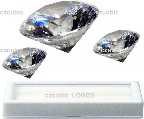 CUBIC ZIRCONIA ROUND SHAPE BIG SIZE + 6.50 MM 1 CT size 2 pcs + FREE BOX for CZ 1 set TOTAL 3 PCS CUBIC ZIRCONIA STONES (20.00 MM / 1 PC + 6.50 MM / 2 PCS + BOX) in Saudi Arabia