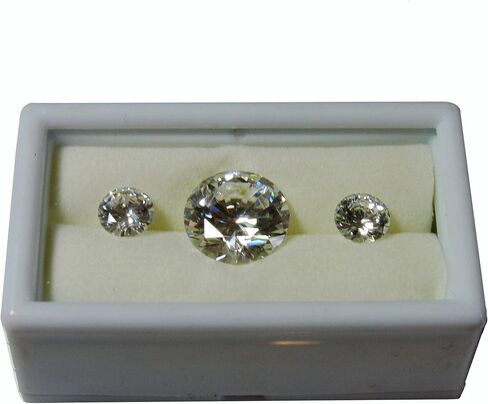 CUBIC ZIRCONIA ROUND SHAPE BIG SIZE + 6.50 MM 1 CT size 2 pcs + FREE BOX for CZ 1 set TOTAL 3 PCS CUBIC ZIRCONIA STONES (20.00 MM / 1 PC + 6.50 MM / 2 PCS + BOX) in Saudi Arabia