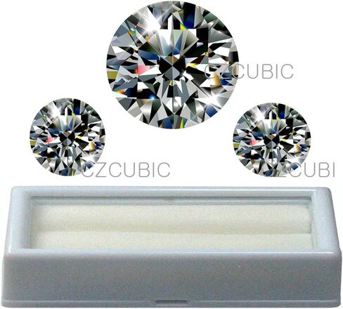 CUBIC ZIRCONIA ROUND SHAPE BIG SIZE + 6.50 MM 1 CT size 2 pcs + FREE BOX for CZ 1 set TOTAL 3 PCS CUBIC ZIRCONIA STONES (20.00 MM / 1 PC + 6.50 MM / 2 PCS + BOX) in Saudi Arabia