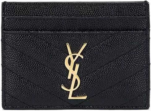 حاملة بطاقات، جلد أسود، شعار ذهبي، محفظة صغيرة الحجم in Kuwait