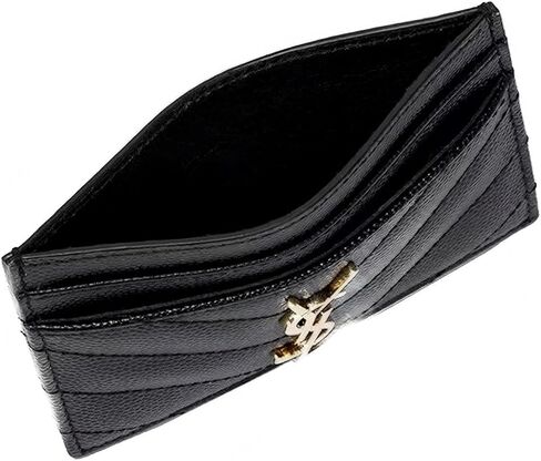 حاملة بطاقات، جلد أسود، شعار ذهبي، محفظة صغيرة الحجم in Kuwait