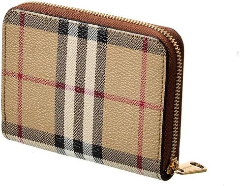 محفظة BURBERRY للسيدات بسحاب – طراز 8070600 – قماش أرشيفي باللون البيج مع زخرفة من جلد العجل، صنع في إيطاليا in Saudi Arabia