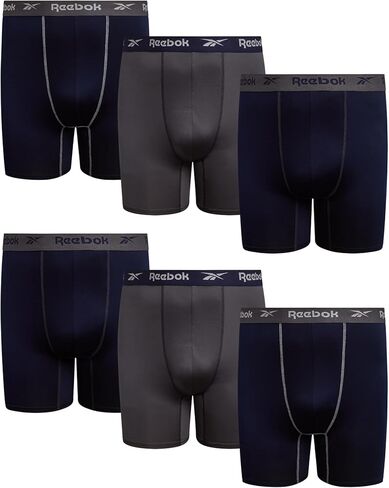 Reebok Men's Boxer Briefs - 6 Pack Breathable Long Performance Boxers for Men - Big and Tall Men's Underwear (2XL-4XL) in Saudi Arabia