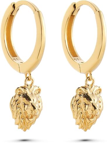 أقراط رأس الأسد، أقراط على شكل حيوانات، أقراط أسد من الذهب الحقيقي عيار 14 قيراط، أقراط على شكل حلقات، أقراط رأس أسد ذهبية بسيطة in Kuwait