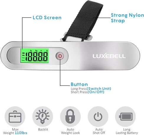 Digital Luggage Scale Vacation Travel Essentials Accessories Gifts for Traveler Portable Suitcase Handheld Weight Scale 110 lbs Hanging Baggage Travel Must Haves in Saudi Arabia