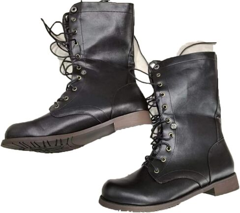 Men'S Retro Motorcycle Combat Boots Leather Laced Mid Calf Boots Fashionable Casual Foldable High Top Short Boots - Round-Toe Chaka Boots in Saudi Arabia