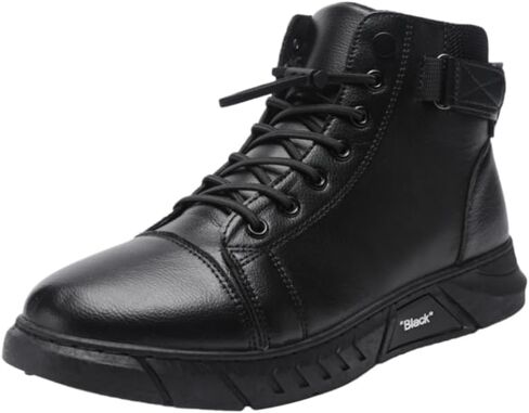 Fashionable plus-size men's boots - Soft and delicate upper, high-top men's casual leather boots in Saudi Arabia