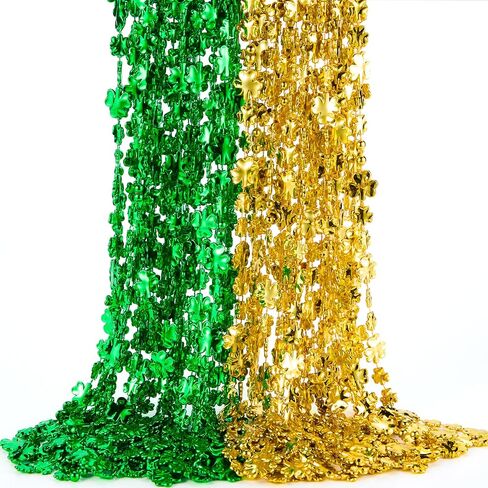 JOYIN 24 Pcs St. Patrick's Day Shamrock Necklaces Set, 12 Green and 12 Golden Shamrock Bead Necklaces for St. Patrick's Day Dressing Up Costume Accessories, Irish Carnival Party Favor Supplies in Saudi Arabia