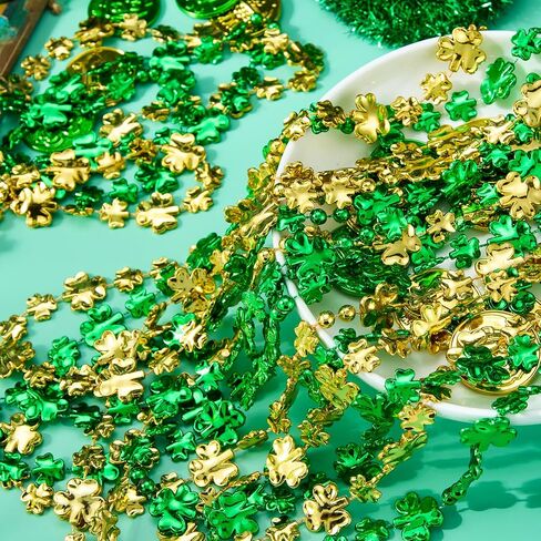 JOYIN 24 Pcs St. Patrick's Day Shamrock Necklaces Set, 12 Green and 12 Golden Shamrock Bead Necklaces for St. Patrick's Day Dressing Up Costume Accessories, Irish Carnival Party Favor Supplies in Saudi Arabia