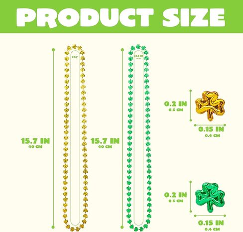 JOYIN 24 Pcs St. Patrick's Day Shamrock Necklaces Set, 12 Green and 12 Golden Shamrock Bead Necklaces for St. Patrick's Day Dressing Up Costume Accessories, Irish Carnival Party Favor Supplies in Saudi Arabia
