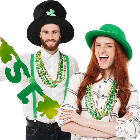 JOYIN 24 Pcs St. Patrick's Day Shamrock Necklaces Set, 12 Green and 12 Golden Shamrock Bead Necklaces for St. Patrick's Day Dressing Up Costume Accessories, Irish Carnival Party Favor Supplies in Saudi Arabia