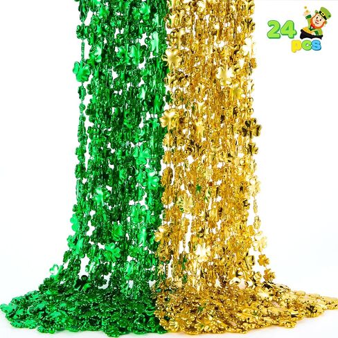 JOYIN 24 Pcs St. Patrick's Day Shamrock Necklaces Set, 12 Green and 12 Golden Shamrock Bead Necklaces for St. Patrick's Day Dressing Up Costume Accessories, Irish Carnival Party Favor Supplies in Saudi Arabia
