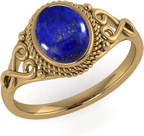 Lapis Lazuli Gold Polish Ring, Lapis Lazuli Yellow Gold Plated Ring, Blue Lapis Lazuli Anti Tarnish Polish Ring, Anti Tarnish Plating Ring, Oval Cabochon Rose Gold Plating Ring -9us in Saudi Arabia