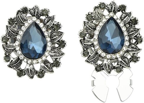 Vintage Rhinestone Teardrop-Shaped Flower Button Covers & Cufflinks Set - Snap-On Jewelry Clips for Shirts, Tuxedos, Dresses Wedding, Party, Formal Events Gift in Saudi Arabia