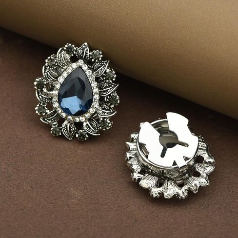 Vintage Rhinestone Teardrop-Shaped Flower Button Covers & Cufflinks Set - Snap-On Jewelry Clips for Shirts, Tuxedos, Dresses Wedding, Party, Formal Events Gift in Saudi Arabia
