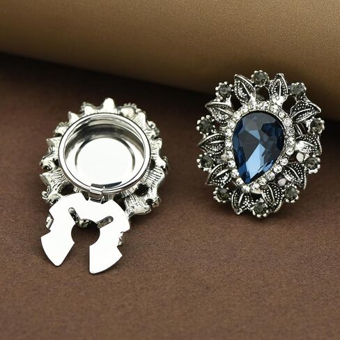 Vintage Rhinestone Teardrop-Shaped Flower Button Covers & Cufflinks Set - Snap-On Jewelry Clips for Shirts, Tuxedos, Dresses Wedding, Party, Formal Events Gift in Saudi Arabia