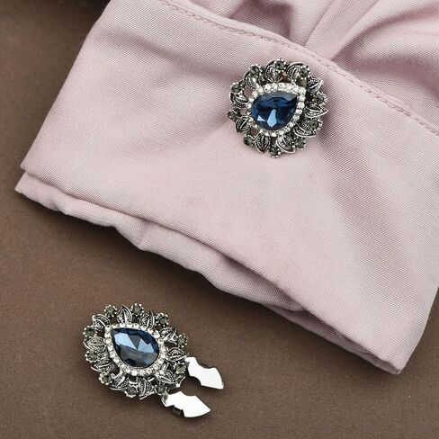 Vintage Rhinestone Teardrop-Shaped Flower Button Covers & Cufflinks Set - Snap-On Jewelry Clips for Shirts, Tuxedos, Dresses Wedding, Party, Formal Events Gift in Saudi Arabia