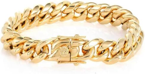 18K gold dragon head buckle bracelet Cuban chain, cold 18K gold hip-hop Miami solid Cuban chain bracelet men's dragon head buckle men's and women's gift in Saudi Arabia