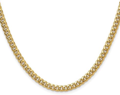 14K Yellow Gold 4.5mm Semi-Solid Miami Cuban Chain Necklace 18" to 28" in Saudi Arabia
