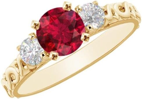 خاتم خطوبة من الذهب الأصفر عيار 14 قيراط دائري من 1 إلى 6 قيراط وأحجار كريمة مزروعة في مختبرات مختبرية وخاتم ألماس مصنع في مختبرات مختبرية (مركز 1 قيراط، جودة الإرث AAAA) in Kuwait