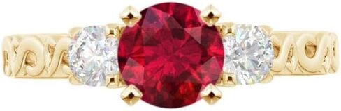 خاتم خطوبة من الذهب الأصفر عيار 14 قيراط دائري من 1 إلى 6 قيراط وأحجار كريمة مزروعة في مختبرات مختبرية وخاتم ألماس مصنع في مختبرات مختبرية (مركز 1 قيراط، جودة الإرث AAAA) in Kuwait