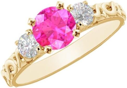 خاتم خطوبة من الذهب الأصفر عيار 14 قيراط دائري من 1 إلى 6 قيراط وأحجار كريمة مزروعة في مختبرات مختبرية وخاتم ألماس مصنع في مختبرات مختبرية (مركز 1 قيراط، جودة الإرث AAAA) in Kuwait