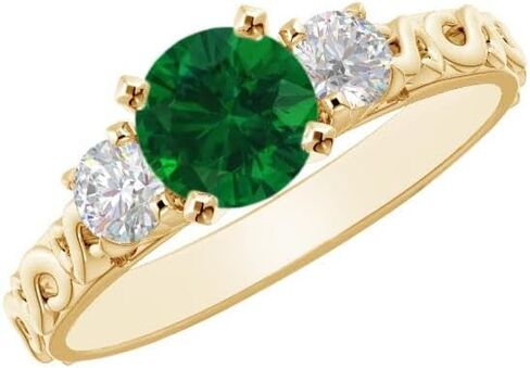 خاتم خطوبة من الذهب الأصفر عيار 14 قيراط دائري من 1 إلى 6 قيراط وأحجار كريمة مزروعة في مختبرات مختبرية وخاتم ألماس مصنع في مختبرات مختبرية (مركز 1 قيراط، جودة الإرث AAAA) in Kuwait