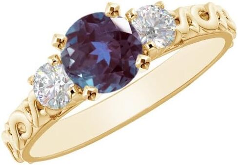 خاتم خطوبة من الذهب الأصفر عيار 14 قيراط دائري من 1 إلى 6 قيراط وأحجار كريمة مزروعة في مختبرات مختبرية وخاتم ألماس مصنع في مختبرات مختبرية (مركز 1 قيراط، جودة الإرث AAAA) in Kuwait