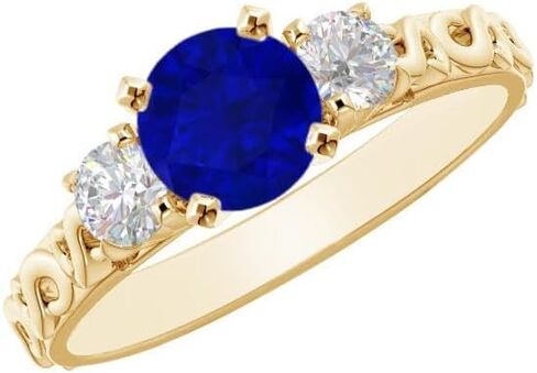 خاتم خطوبة من الذهب الأصفر عيار 14 قيراط دائري من 1 إلى 6 قيراط وأحجار كريمة مزروعة في مختبرات مختبرية وخاتم ألماس مصنع في مختبرات مختبرية (مركز 1 قيراط، جودة الإرث AAAA) in Kuwait