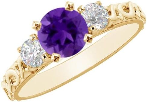 خاتم خطوبة من الذهب الأصفر عيار 14 قيراط دائري من 1 إلى 6 قيراط وأحجار كريمة مزروعة في مختبرات مختبرية وخاتم ألماس مصنع في مختبرات مختبرية (مركز 1 قيراط، جودة الإرث AAAA) in Kuwait