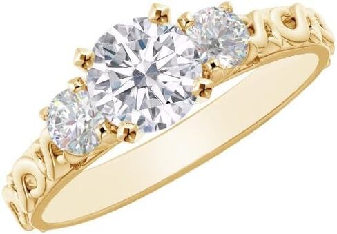 خاتم خطوبة من الذهب الأصفر عيار 14 قيراط دائري من 1 إلى 6 قيراط وأحجار كريمة مزروعة في مختبرات مختبرية وخاتم ألماس مصنع في مختبرات مختبرية (مركز 1 قيراط، جودة الإرث AAAA) in Kuwait