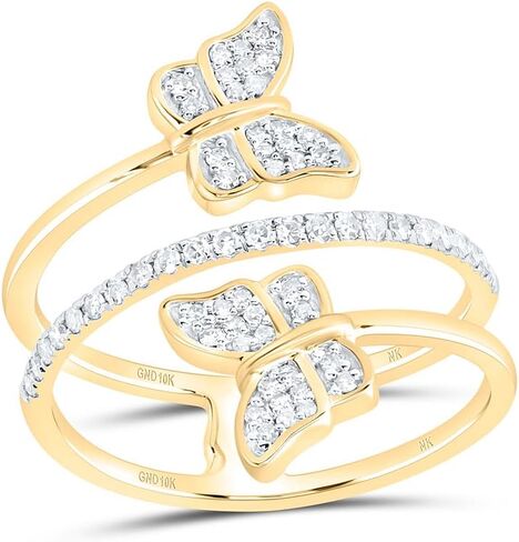 Jewels By Lux 10K Yellow Or White Gold 1/4 Cttw Natural Diamond Nk Gift Butterfly Bridal Anniversary Wedding Engagement Band Ring in Saudi Arabia